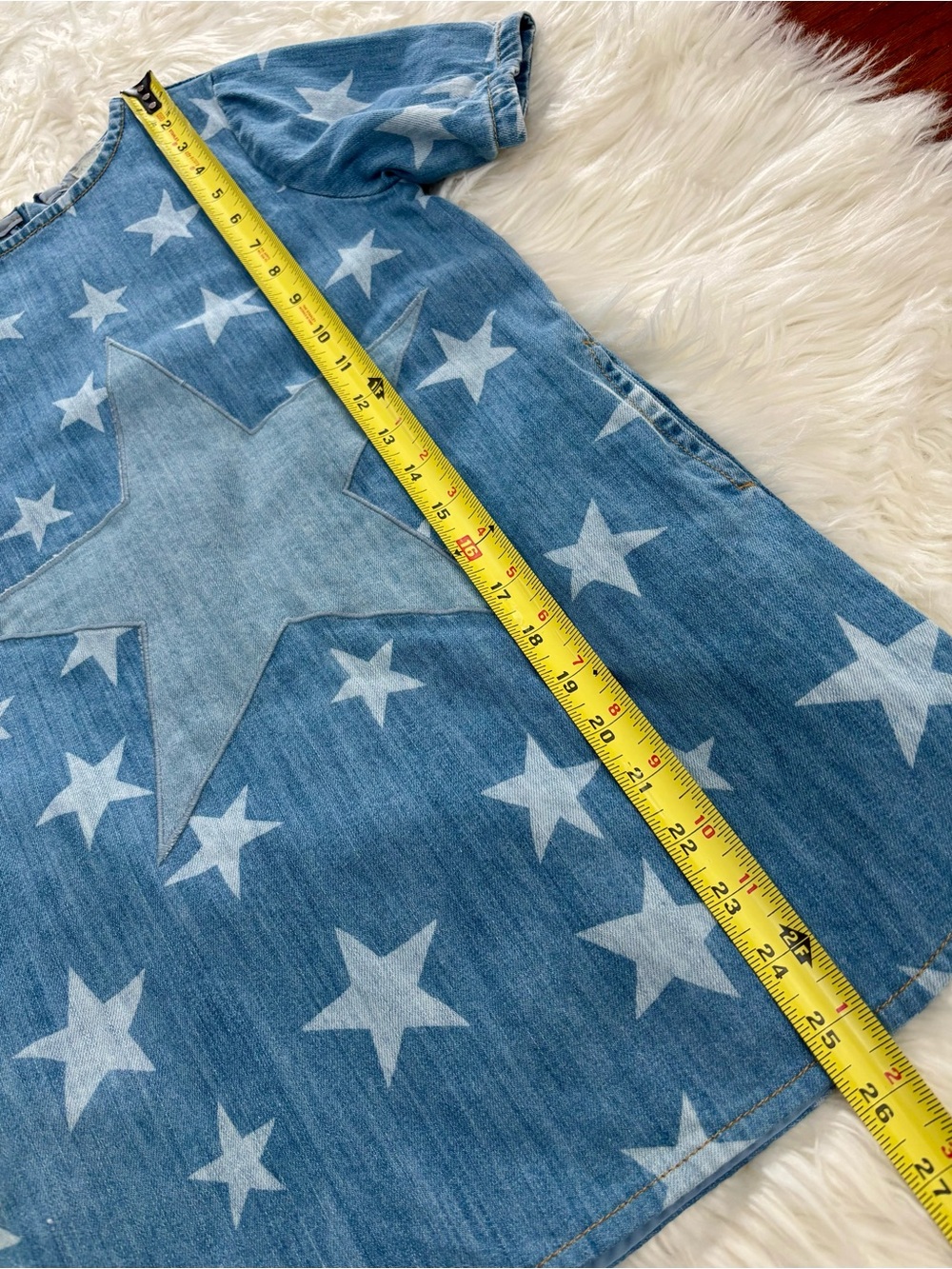 Stella McCartney Kids Star Blue Denim Shirt Dress Little Girls Size 8 Pockets - Picture 8 of 11